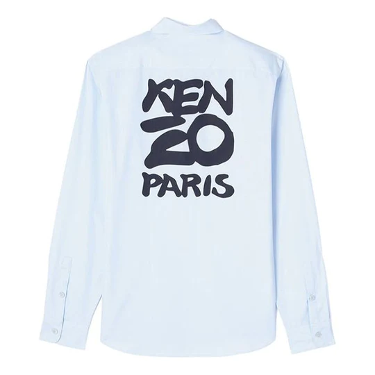  Áo Nam Kenzo Printing Logo Long Sleeves Shirt 'Light Blue' 