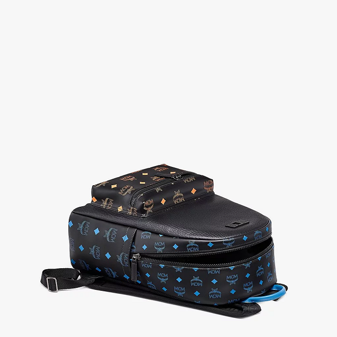  Balo Nam MCM Stark Backpack Color Splash Logo Leather 'Black' 