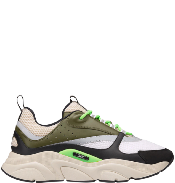  Giày Nam Dior B22 Cream White Technical Mesh Smooth Calfskin 'Olive Black' 