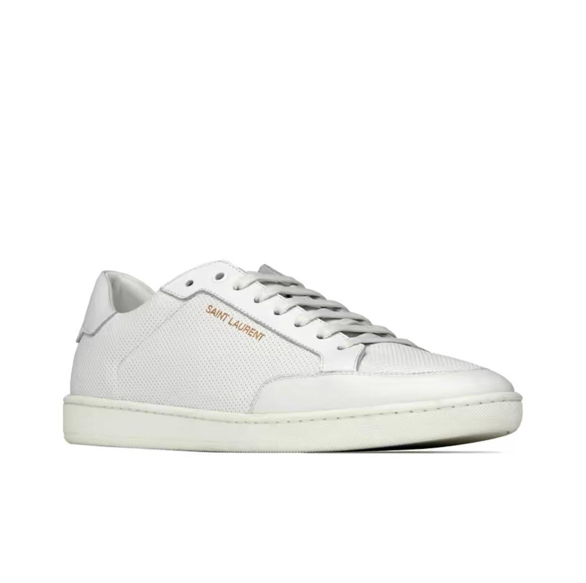  Giày Nam Saint Laurent Court Classic Sl/10 Perforated Smooth Leather 'Optic White' 