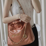  Túi Nữ Chanel 22 Handbag Shiny Calfskin 'Gold Metal Camel' 