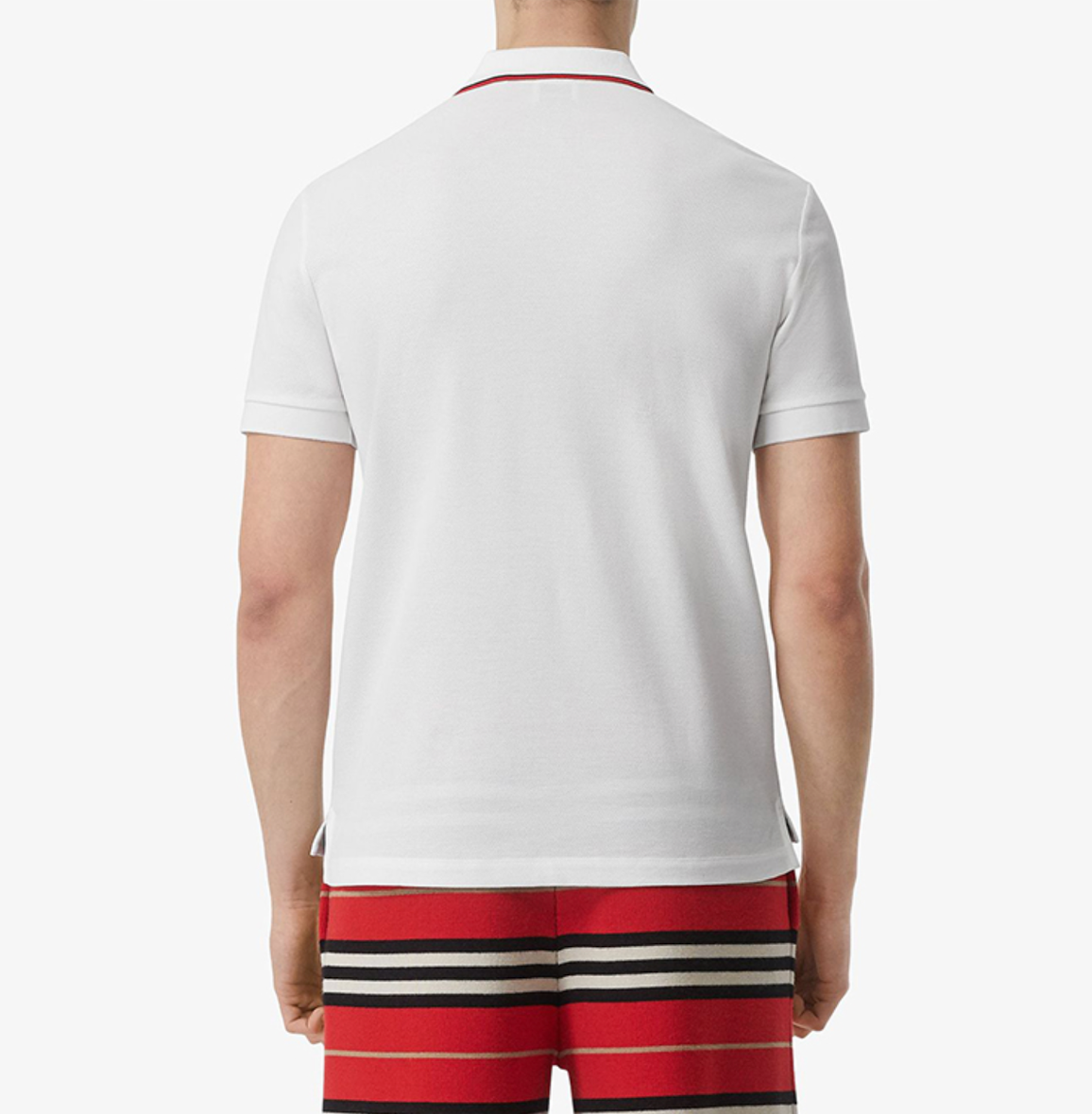  Áo Nam Burberry Icon Stripe Placket Cotton Piqué Polo Shirt 'White' 