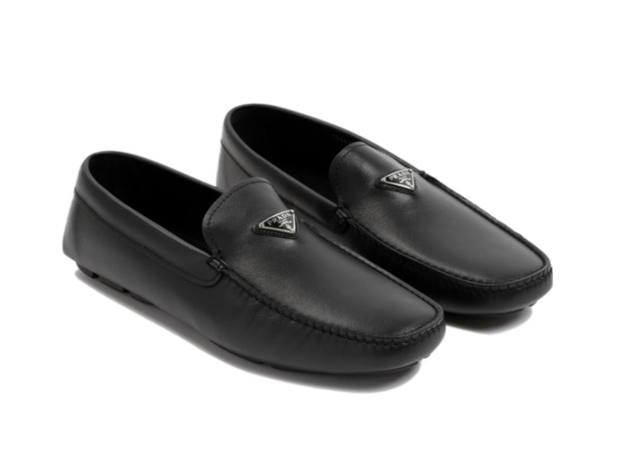  Giày Nam Prada Triangle Logo Leather Loafers 'Black' 