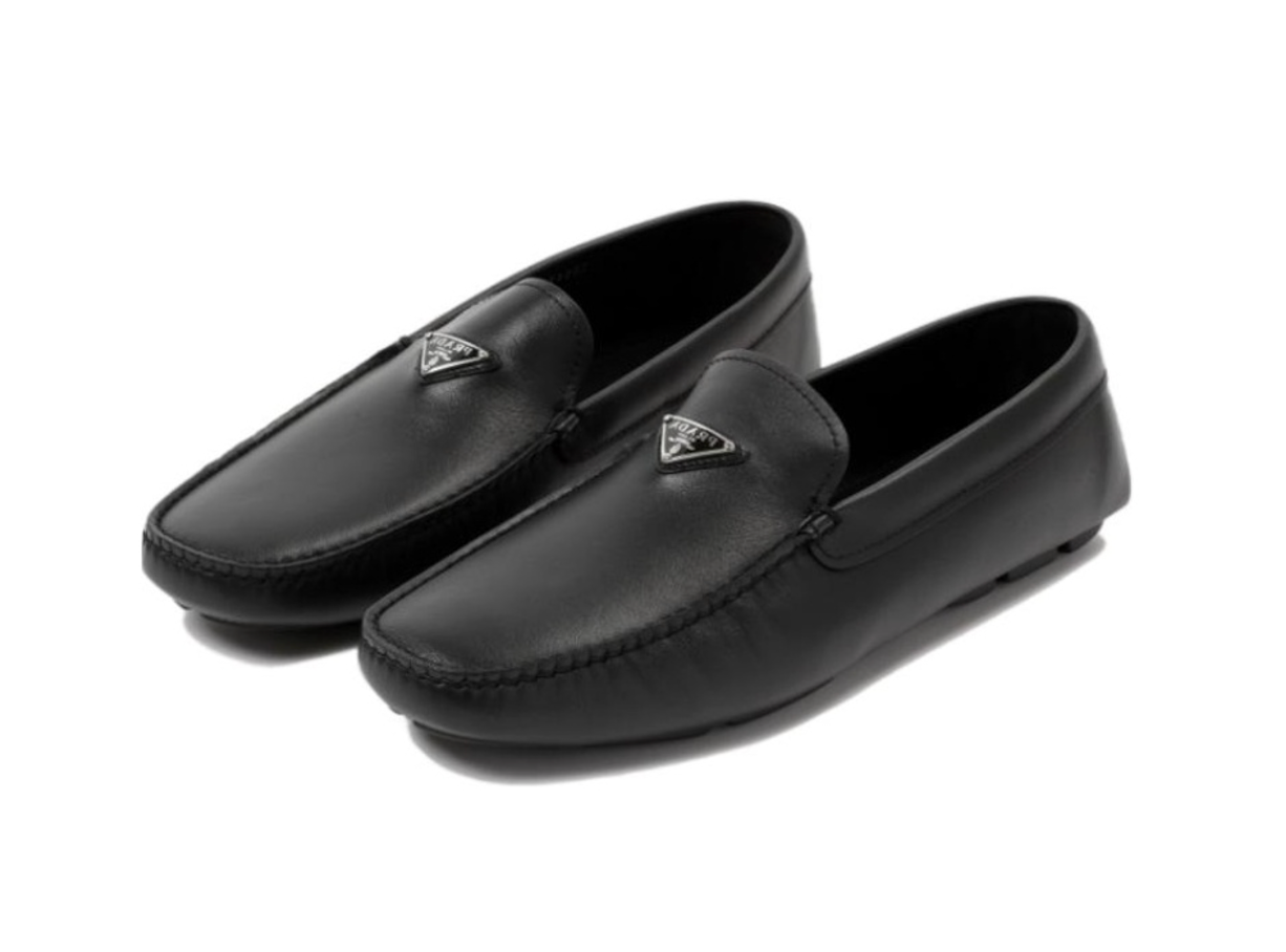  Giày Nam Prada Triangle Logo Leather Loafers 'Black' 