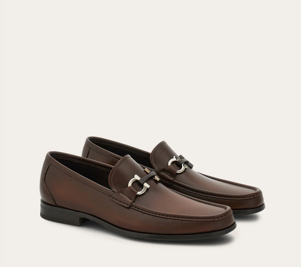  Giày Nam Salvatore Ferragamo Moccasin Gancini Ornament 'Brown' 