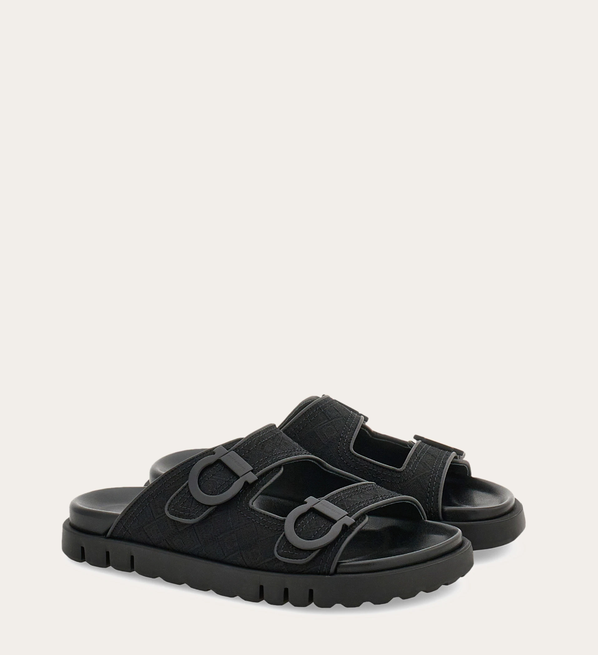  Dép Nữ Salvatore Ferragamo Gancini Ornament Slide 'Black' 