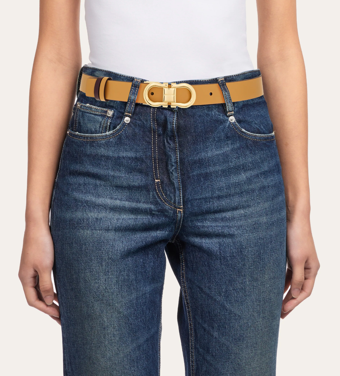  Thắt Lưng Nữ Salvatore Ferragamo Reversible Adjustable Gancini Belt 'Camel' 