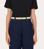  Thắt Lưng Nữ Salvatore Ferragamo Gancini Belt 'Bone' 