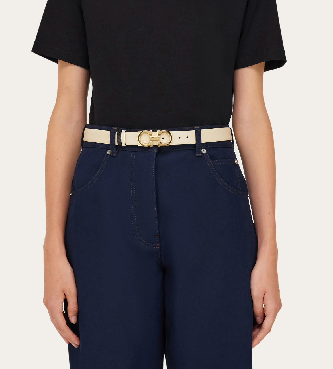  Thắt Lưng Nữ Salvatore Ferragamo Gancini Belt 'Bone' 