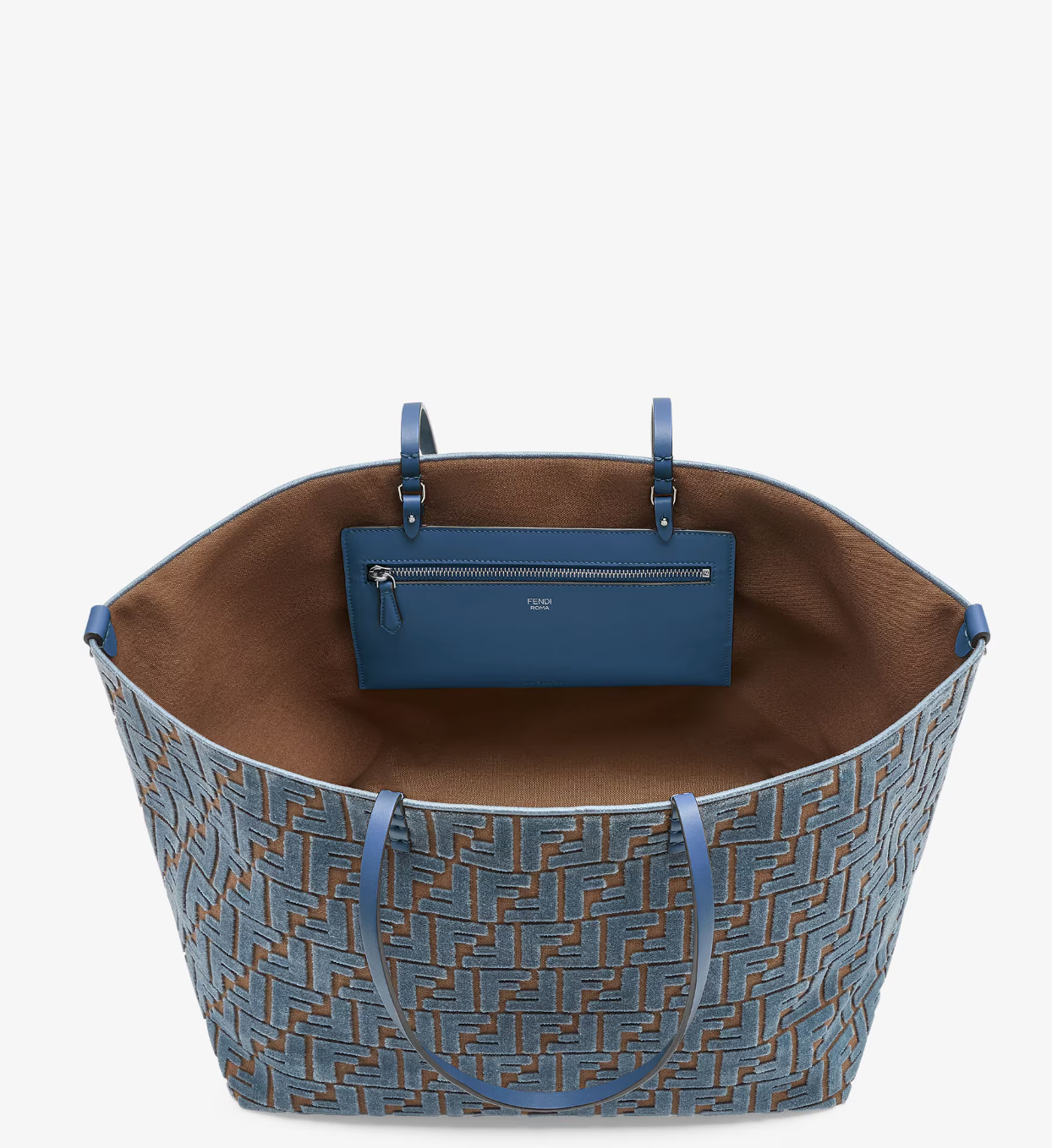  Túi Nữ Fendi Roll Large Jacquard Velvet Shopper 'Blue' 