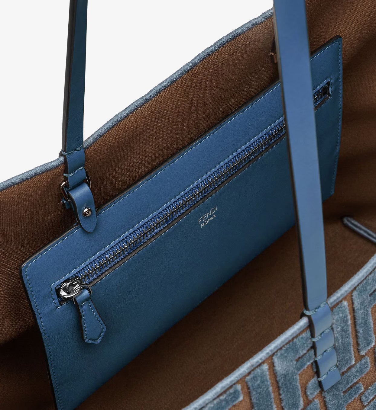  Túi Nữ Fendi Roll Large Jacquard Velvet Shopper 'Blue' 