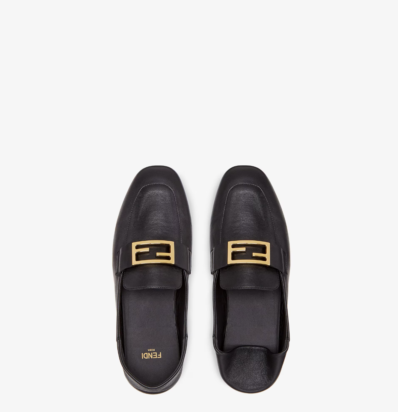  Giày Nữ Fendi Baguette Leather Loafers 'Black' 
