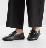  Giày Nữ Fendi Baguette Leather Loafers 'Black' 