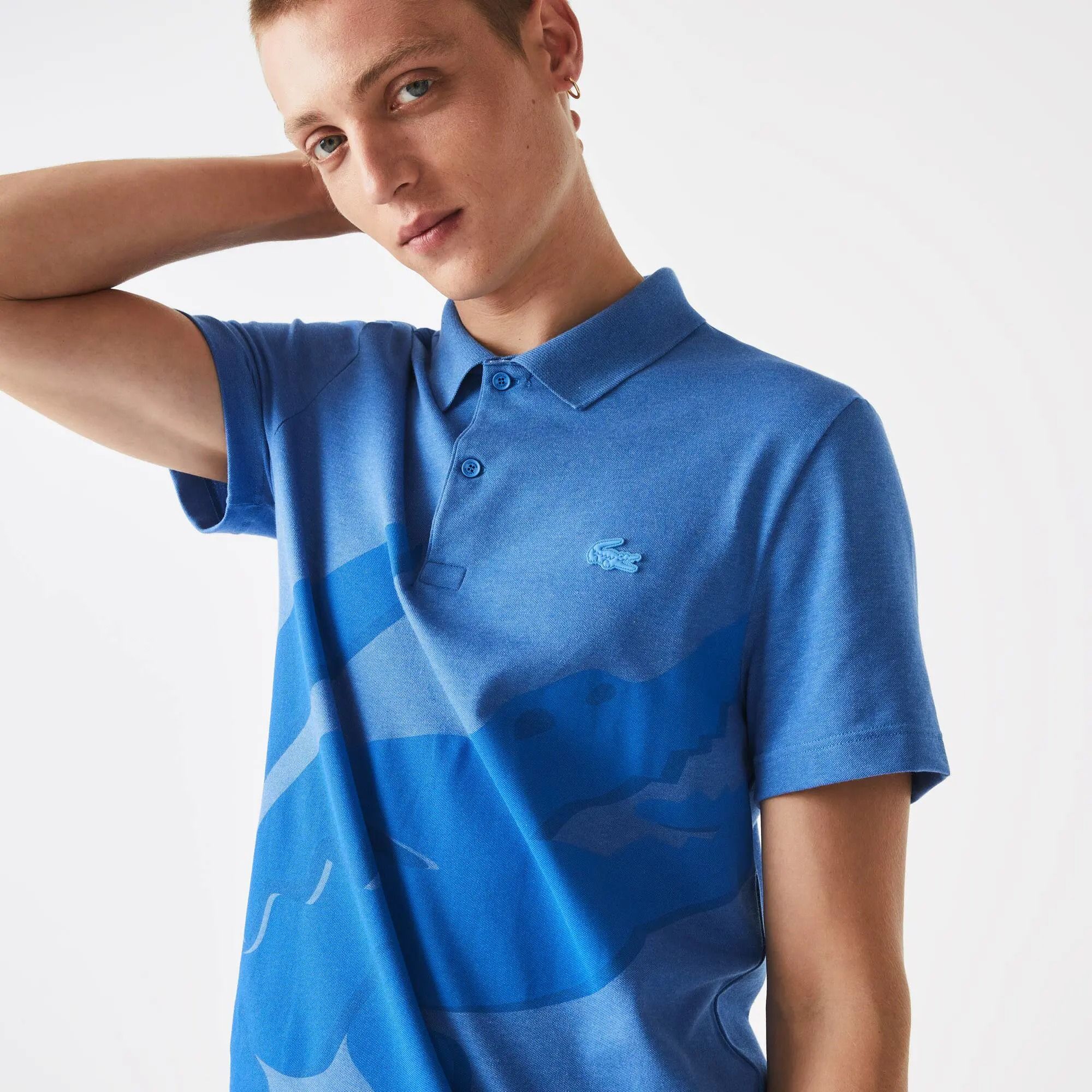  Áo Lacoste Acoste Regular Fit Stretch Organic Cotton 'Blue' 