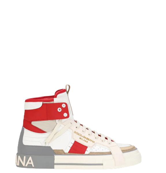 Giày Nam Dolce & Gabbana Calfskin Custom 2 Zero Contrasting White Red 