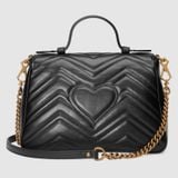  Túi Gucci Black Leather GG Marmont Small Top Handle Bag 