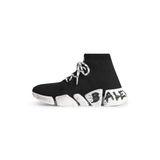  Giày Nam Balenciaga Speed 2.0 Lace-up Graffiti Recycled Knit Trainers 'Black' 