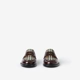 Giày Nam Burberry Check Panel Leather Penny Loafers 'Bordeaux' 