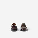  Giày Nam Burberry Check Panel Leather Penny Loafers 'Bordeaux' 