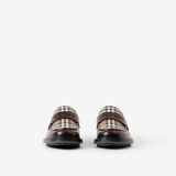  Giày Nam Burberry Vintage Check Panel Leather Loafers 'Conker Melange' 