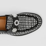  Giày Nữ Burberry Logo Graphic Crystal Detail Suede Loafers 'Black' 