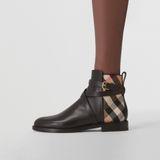  Giày Nữ Burberry House Check Leather Ankle Boots 'Black Archive Beige' 