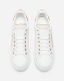  Giày Nữ Dolce & Gabbana Calfskin Nappa Portofino Sneakers With Lettering 'White Beige' 