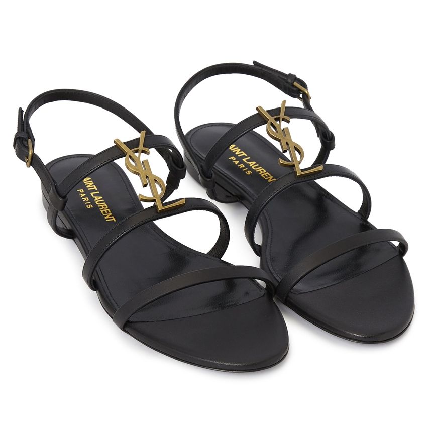 Dép Nữ Saint Laurent Monogram Cassandra Flat Sandals 'Black