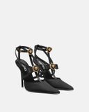  Giày Nữ Versace Gianni Ribbon Cage Satin Pumps 'Black' 