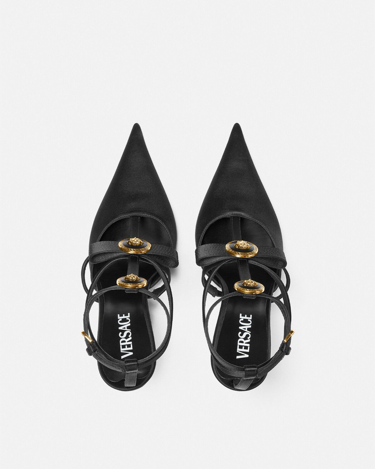  Giày Nữ Versace Gianni Ribbon Cage Satin Pumps 'Black' 