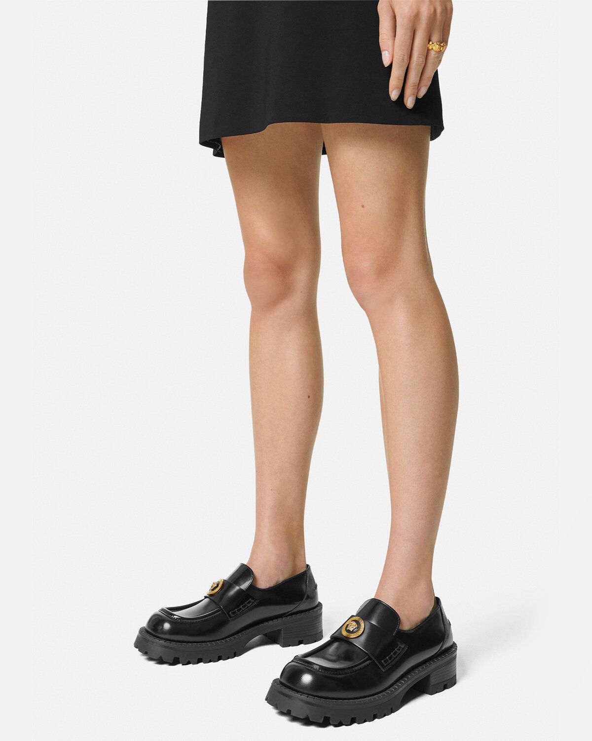  Giày Nữ Versace Vagabond Platform Loafers 'Black' 