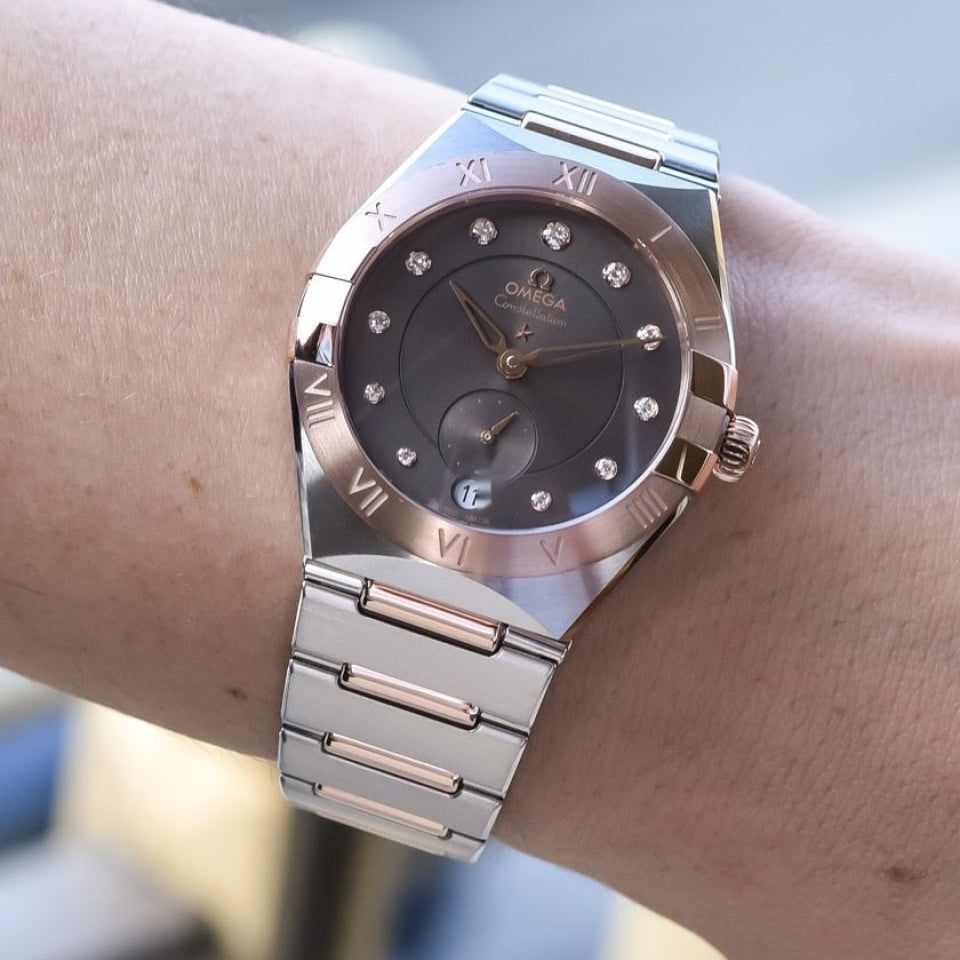  Đồng Hồ Nữ Omega Constellation Automatic Chronometer Diamond Brown Dial 