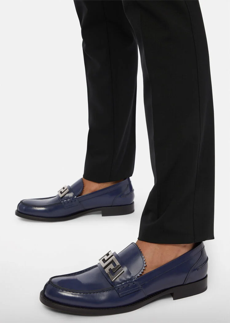  Giày Nam Versace La Greca Plaque Loafers 'Navy' 