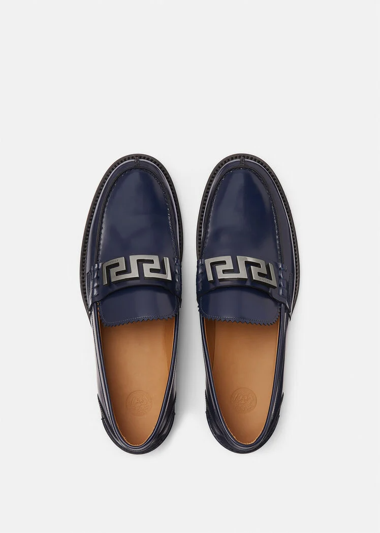  Giày Nam Versace La Greca Plaque Loafers 'Navy' 