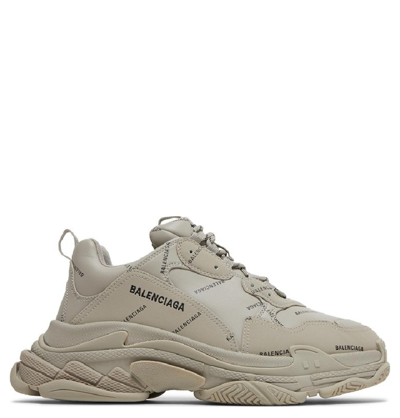  Giày Nữ Balenciaga Triple S Sneaker Allover Logo 'Beige' 