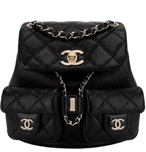  Balo Nữ Chanel Small Backpack Grained Shiny Calfskin & Gold 'Black' 