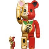  Mô Hình Bearbrick Maneki Neko Gold Red 