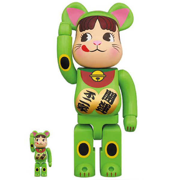  Mô Hình Bearbrick Pekochan Neko - Flurescent Green 