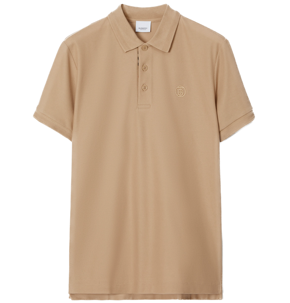  Áo Nam Burberry Monogram Motif Cotton Piqué Polo Shirt 'Soft Fawn' 