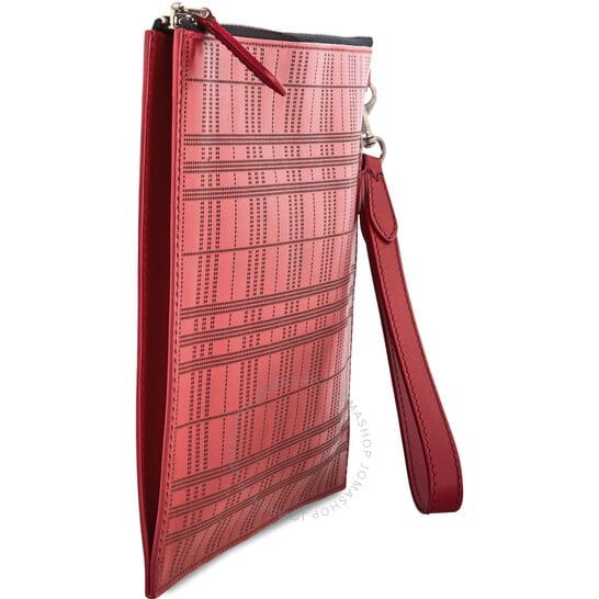  Túi Burberry Peforated Check Leather Zip Pouch 'Red' 