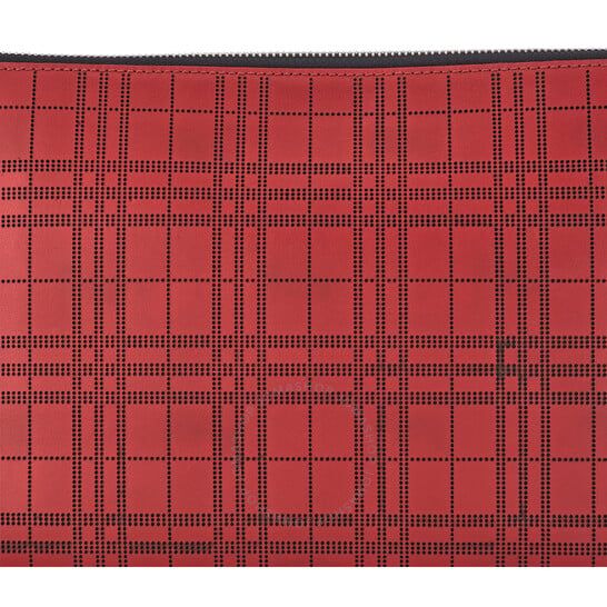  Túi Burberry Peforated Check Leather Zip Pouch 'Red' 