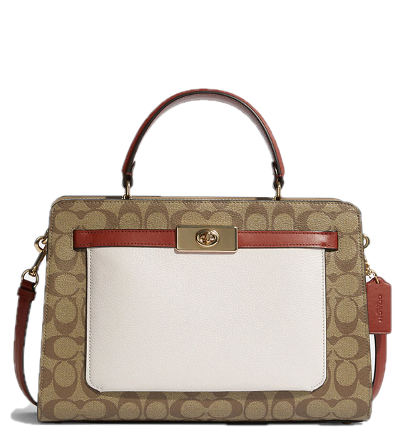  Túi Nữ Coach Lane Carryall Colorblock Signature Canvas 'Khaki' 