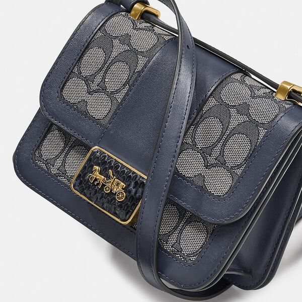  Túi Nữ Coach Signature Jacquard Alie Top Handle Bag 'Midnight Navy' 