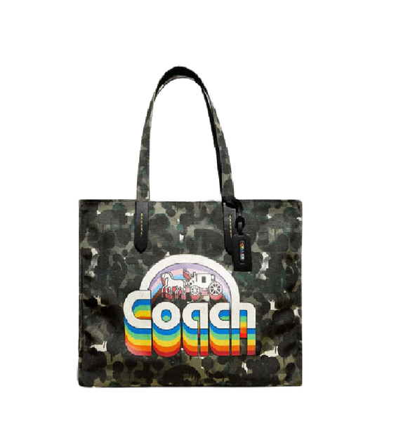  Túi Coach Nữ Recycled Canvas Tote 42 With Camo Print And Rainbow Horse And Carriage 'Green/Blue Multi' 