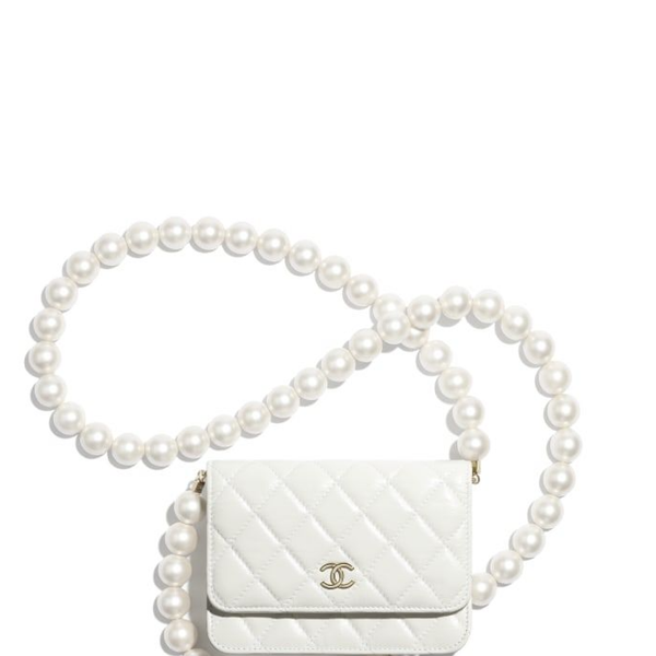  Túi Nữ Chanel Chain Wallet Lambskin 'White' 