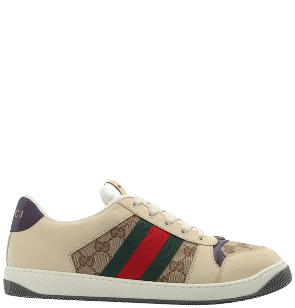  Giày Nam Gucci Screener Sneaker Leather GG Canvas 'Beige' 