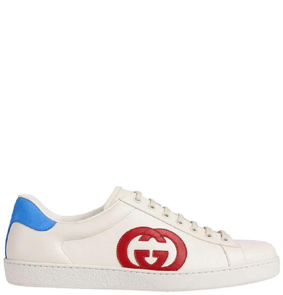  Giày Nam Gucci Ace With Interlocking G Leather 'White' 