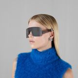  Kính Gucci Mask Shaped Frame Sunglasses 'Shiny Light Grey' 