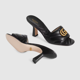  Dép Nữ Gucci Double G Slide Sandal Leather 'Black' 