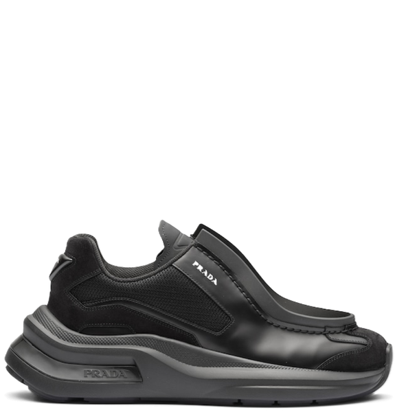  Giày Nam Prada Systeme Brushed Leather Sneakers With Bike Fabric 'Black' 
